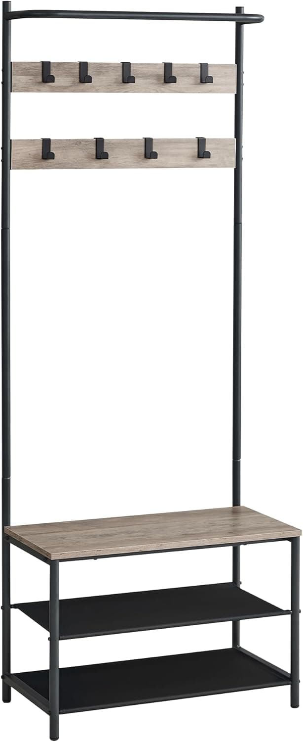 Thumbnail 6 de VASAGLE HSR421B01 Appendiabiti da ingresso con panca, scarpiera e 9 ganci rimovibili