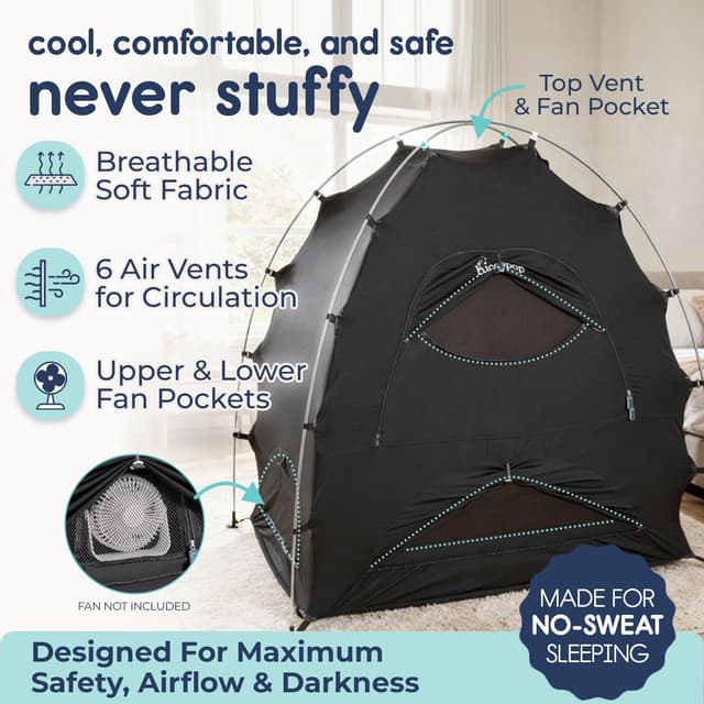 Detalle de Hiccapop Daydreamer Blackout Tent pack‑and‑play canopy for sleep pod