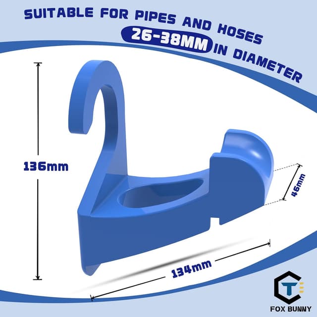 Detalle de 2er Set Pool-Schlauchhalterungen für 26–38 mm Rohre – passend für Intex & Bestway (blau)