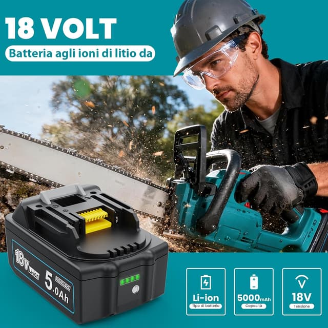 Detalle de MoeuGreenBattX batteria di ricambio 18V 5.000 mAh agli ioni di litio compatibile con Makita LXT (1 pezzo)