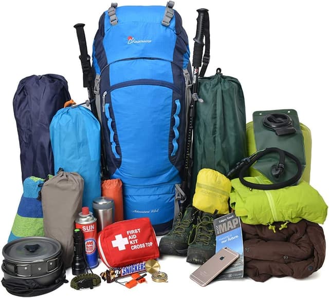 Detalle 2 de MOUNTAINTOP Trekkingrucksack 80L (80 Liter) – Wanderrucksack für Herren & Damen mit Regenschutz