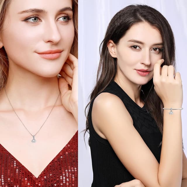 Detalle de FLUFLO Charm-Anhänger Damen 925 Sterling Silber mit Zirkonia, passend für europäische Armband- und Halsketten-Charmsysteme (C03)