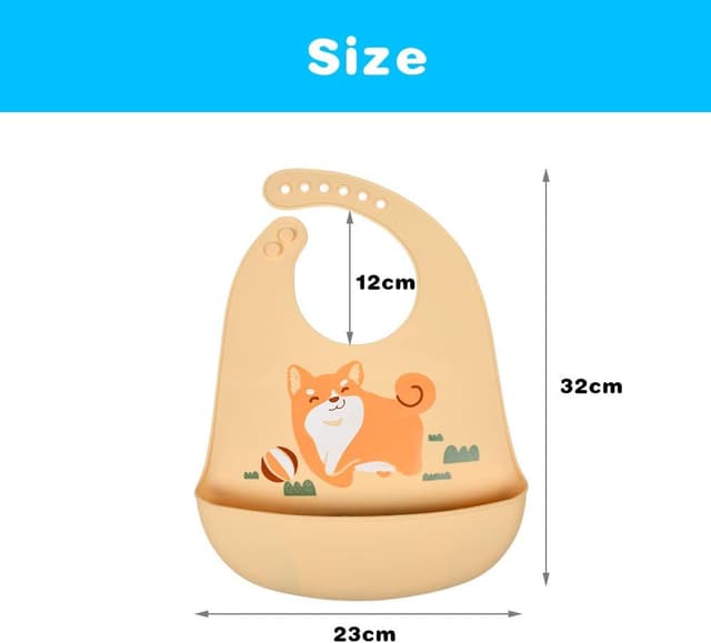 Detalle de Vicloon Bavaglini in silicone regolabili (2 pezzi) senza BPA, con tasca raccogli-briciole e 6 misure