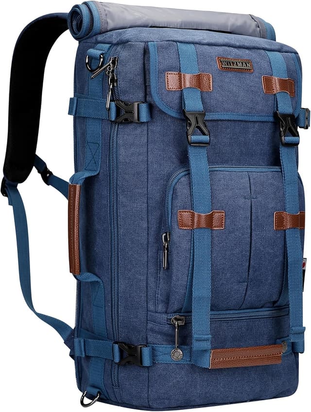Detalle de WITZMAN Reiserucksack Herren Canvas (A519-1) – Groß, dunkelblau, bis 16-Zoll-Laptop