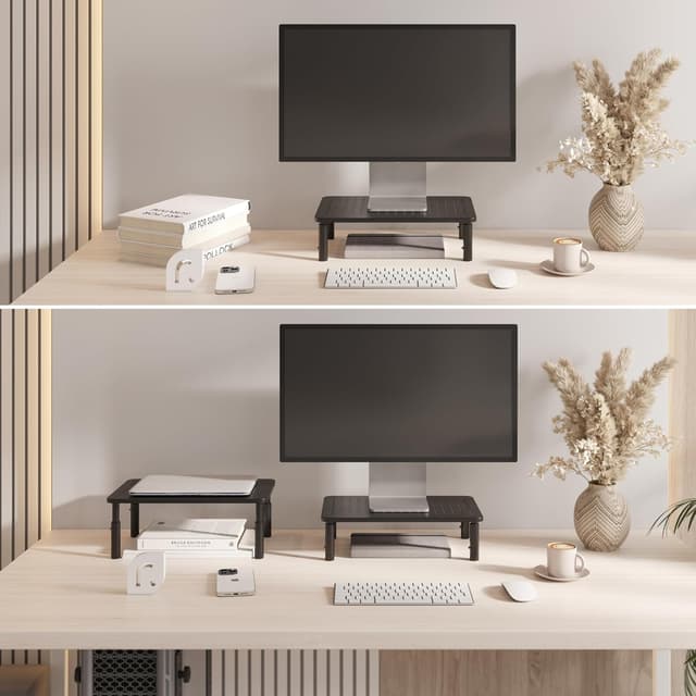 Detalle de RICOO Rehausseur d’écran FS081-B : support PC avec hauteur réglable et ventilation