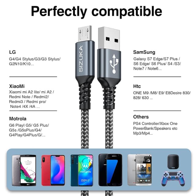 Thumbnail 6 de Cable Micro USB 2M 2 Pack 3A carga rápida