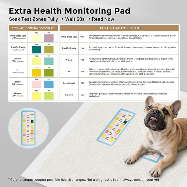 Detalle de ZOMISIA Charcoal Puppy Pee Pads for Dogs (Extra Large) 86x70 cm, 30 count + 1 health monitoring pad