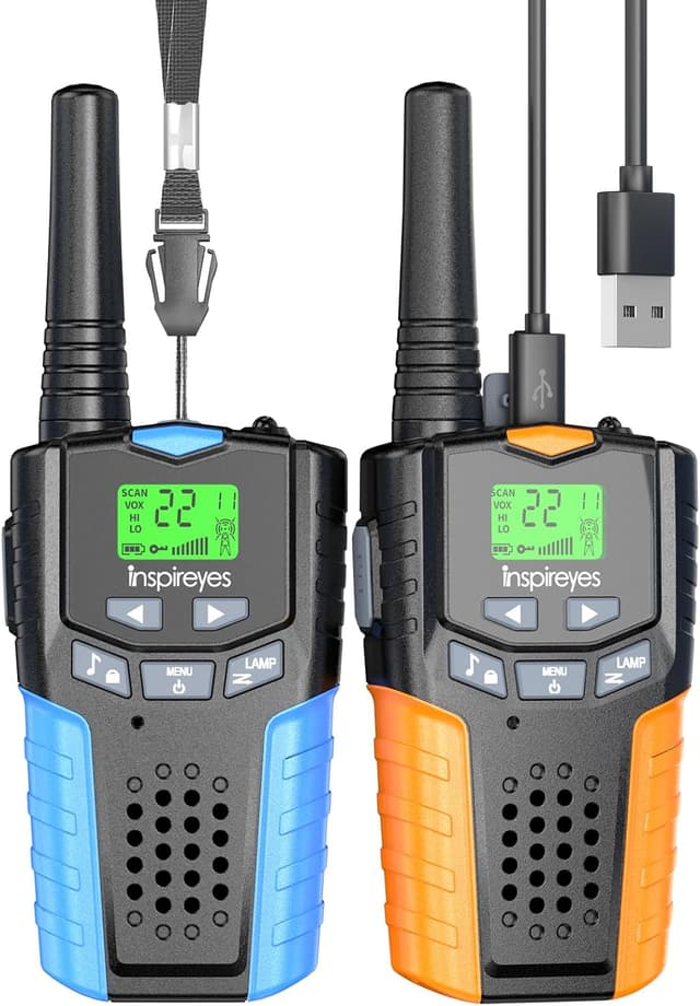 Detalle de Inspireyes Kinder Walkie Talkies (3er-Set), aufladbar per Type-C, bis zu 48 Stunden, 8 Kanäle