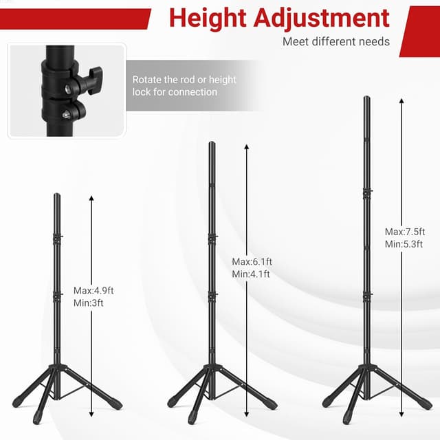 Detalle de JSungo Adjustable Backdrop Stand (10x7.5 FT) with Clamps, Carry Bags, and Quick Setup