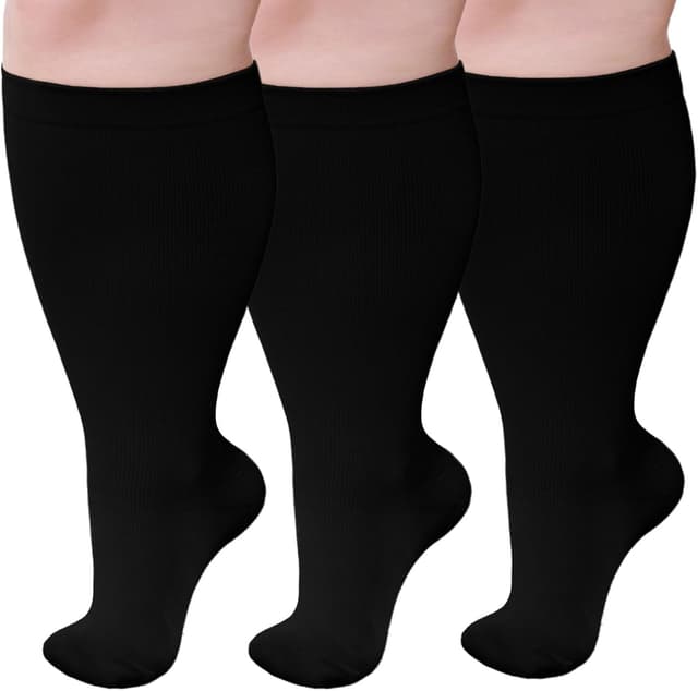 Detalle de PUTUO Bas de contention grande taille (lot de 3 paires) pour femmes et hommes
