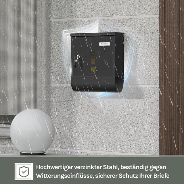 Detalle de WOLTU Briefkasten mit Zeitungsfach 30,5x33,5x9 cm 📮