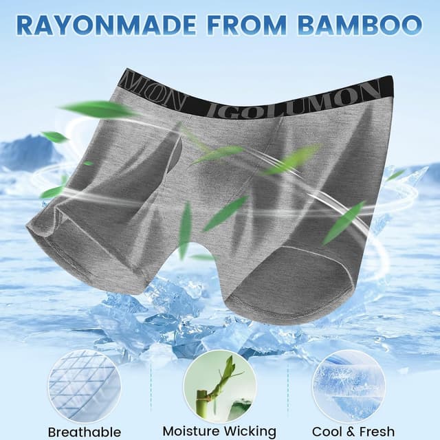 Detalle 2 de IGOLUMON Bamboo men’s boxers shorts multipack with fly (95% bamboo rayon)