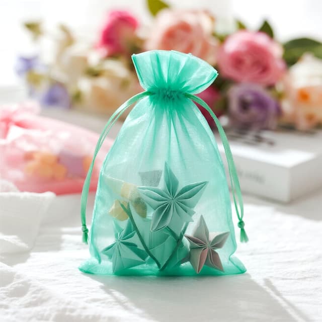 Thumbnail 4 de jijAcraft Türkis Organzasäckchen 10x15 cm