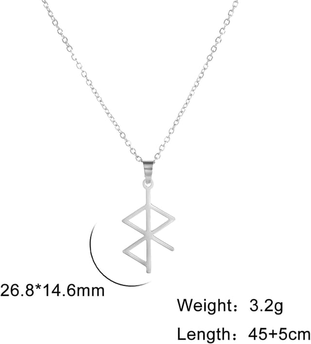 Detalle 2 de VASSAGO Wikinger Frieden Runen Anhänger & Wikinger Rune Halskette aus Edelstahl – Nordic Rune Amulett