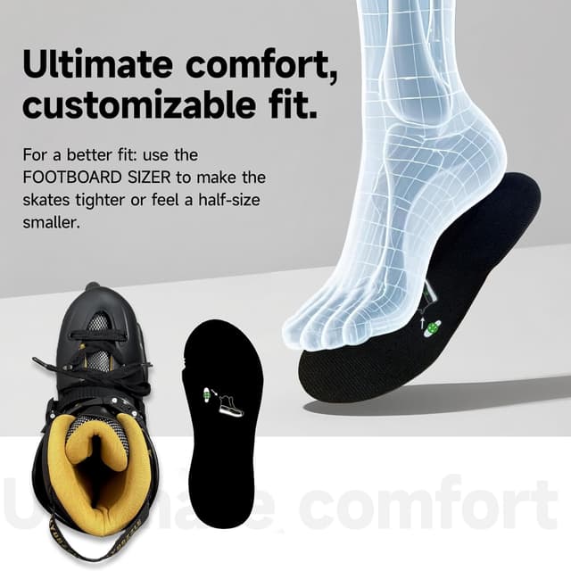 Detalle de FLYDAZZLE Men’s Inline Skates (Urban Freeride/Slalom) with Hard Boot, ABEC-9 Bearings, Ankle Support