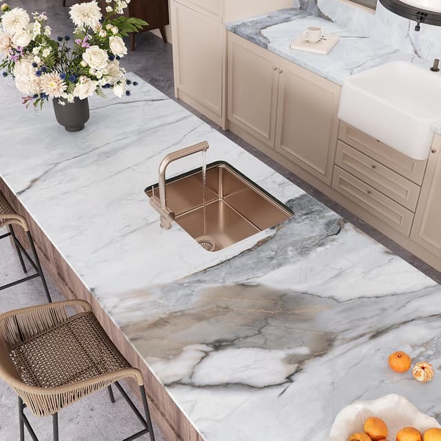 Thumbnail 4 de VEELIKE Matte Slate White Marble Wallpaper 40cm×300cm 📐