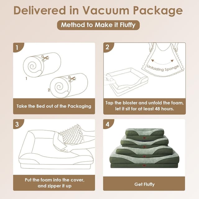 Thumbnail 6 de EHEYCIGA orthopädisches Hundebett für mittelgroße Hunde (104 x 68 x 18,5 cm) mit Memory-Schaum, waschbarem Bezug und rutschfestem Boden