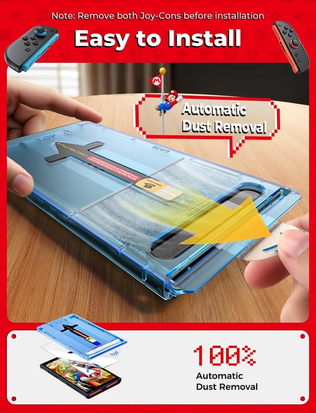 Detalle de MAGIC JOHN 2 Pack Screen Protector for Nintendo Switch 7.9"