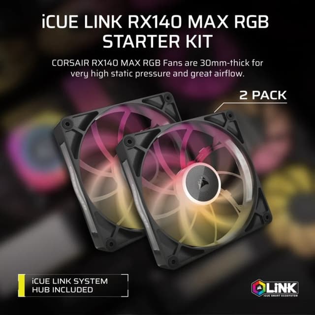 Detalle 2 de Corsair iCUE LINK RX140 MAX RGB — Pack 2x140 mm 🖥