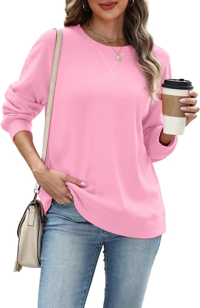 Detalle 2 de RUMIA Women’s Crew Neck Sweatshirt — Loose Pullover Long Sleeve Top