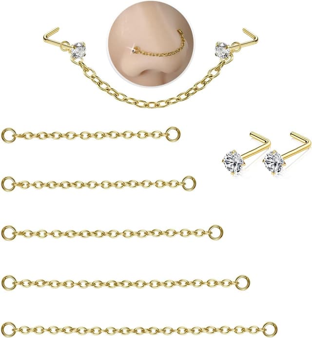 Thumbnail 6 de Nose Rings Studs 8pcs nose studs