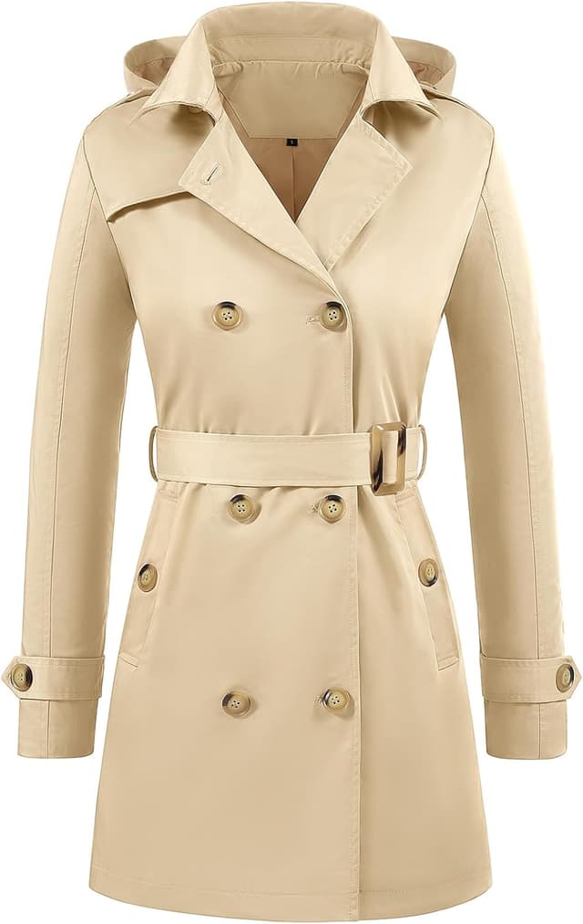 Thumbnail 6 de Tuopuda Damen Trenchcoat Jacke – wasserabweisender Winter-/Übergangsmantel mit abnehmbarer Kapuze