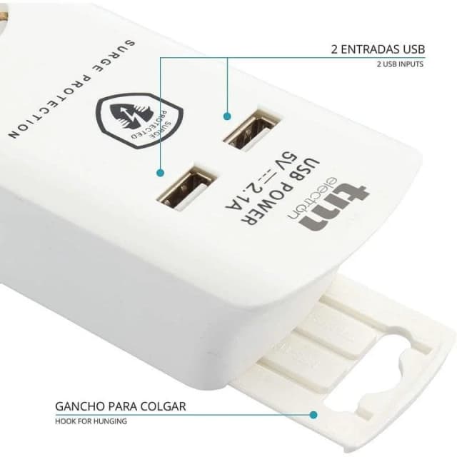 Thumbnail 3 de tm-electron Regleta 6 tomas 2 USB 5V