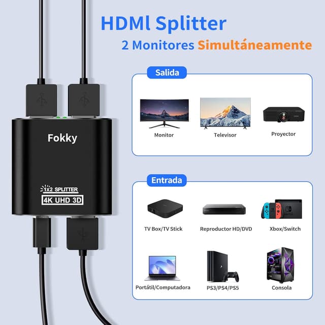 Thumbnail 2 de Aluminio Splitter HDMI 1x2 4K