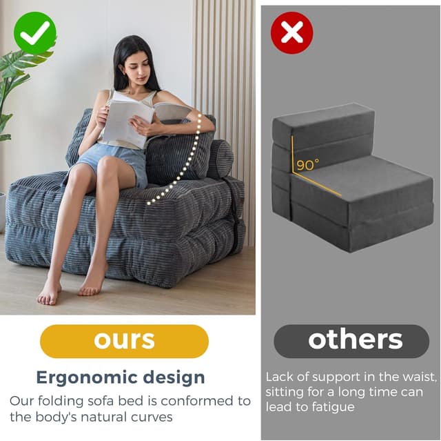 Detalle de MAXYOYO Folding Sofa Bed, 33.5 x 74.8in