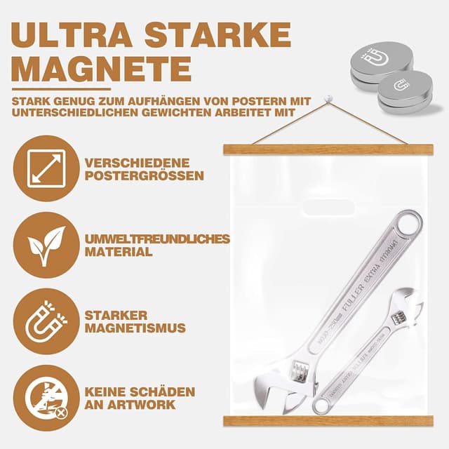 Detalle de Posterleiste 21 cm Teak A4 Magnet