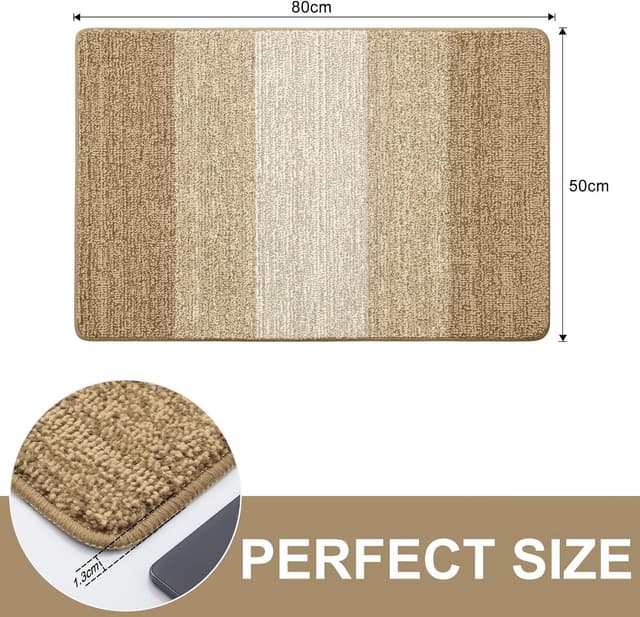 Detalle 2 de Homaxy indoor door mat (50 x 80 cm, beige) – machine-washable, non-slip entrance rug
