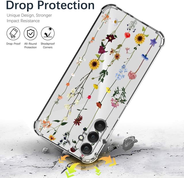 Detalle de ChoosEU Transparente Hülle für Samsung Galaxy A25 5G – dünnes TPU/Silikon Case mit Blumenmotiv