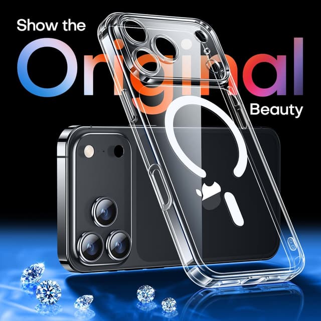 Detalle de CANSHN Magnetic Clear Case for iPhone 17 Pro (Full Camera Protection, MagSafe-compatible)