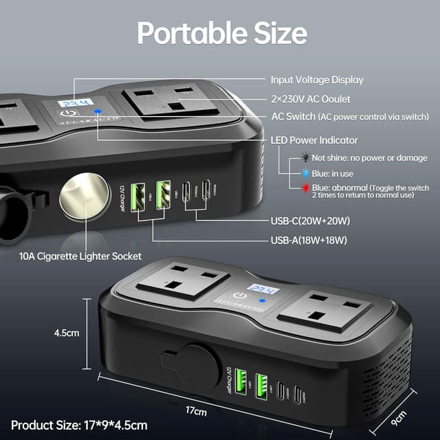 Thumbnail 5 de AUCARAUTO 7-in-1 200W car power inverter 🔌