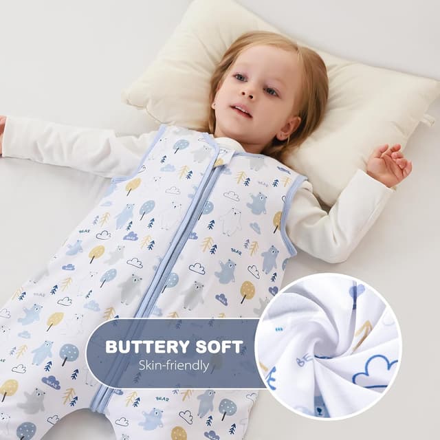 Detalle de ToyaTec Baby Sleeping Bag with Feet (Bear, XL) – 2.5 Tog bamboo-rayon soft sleeping blanket