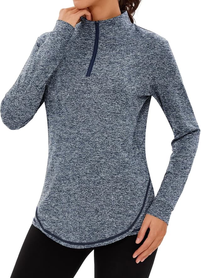 Detalle de Sweatshirt léger de running femme Terecey 1/4 zip manches longues respirant à séchage rapide