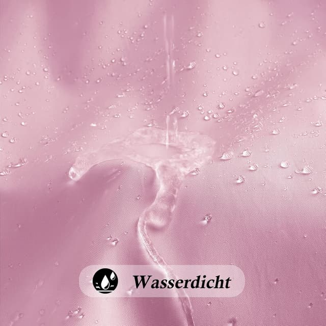 Detalle de EurCross schmaler Duschvorhang 100×200 cm aus Textil (rosa) – wasserdicht, waschbar, mit 7 Ringen