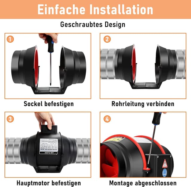 Detalle 2 de Ansobea Ventilatore da canale in linea per estrazione fumi 150 mm (540 m³/h) con telecomando