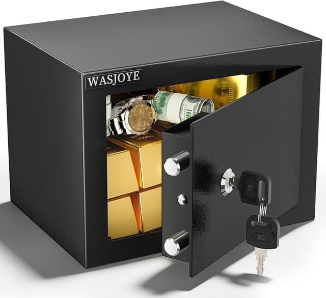 Detalle de WASJOYE Mini Cassaforte a muro con serratura a chiave, 6,6L (23×17×17 cm)