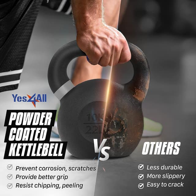 Detalle de Yes4All kettlebell in ghisa da competizione, rivestite in polvere, impugnatura lunga (4–32 kg)
