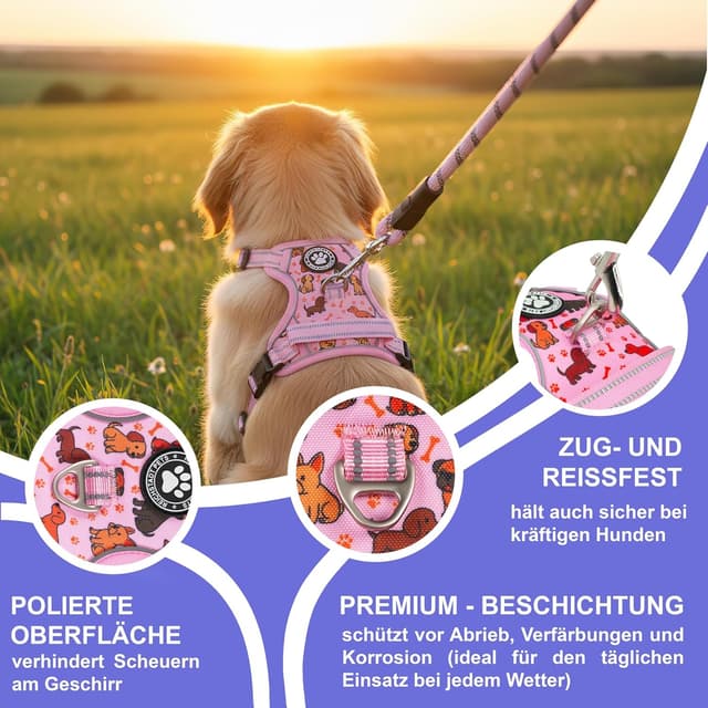Detalle de Harnais anti-traction Reichstadt Pets pour chien – réglable avec poignée et bandes réfléchissantes (modèle 25RSP083 Puppy S)