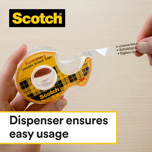 Detalle 2 de Scotch nastro biadesivo trasparente 12 mm x 6,3 m (2 rotoli) per foto, poster e collage