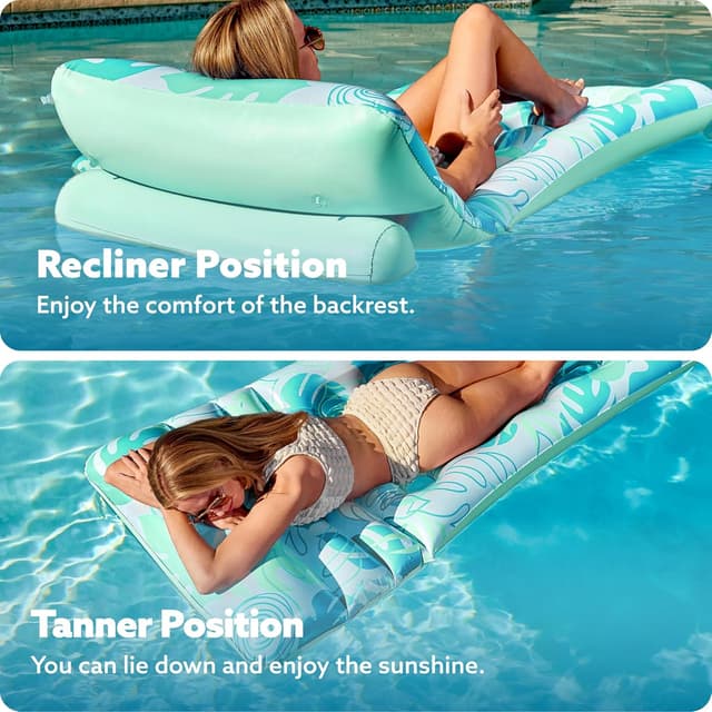 Detalle de SLOOSH Inflatable Pool Float for Adults with Adjustable Backrest, Cup Holders and Water Flow Vents