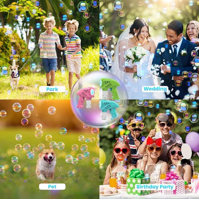 Detalle 1 de Panacare Seifenblasenpistole Bubble Gun – automatische Seifenblasenmaschine mit 130 ml Lösung