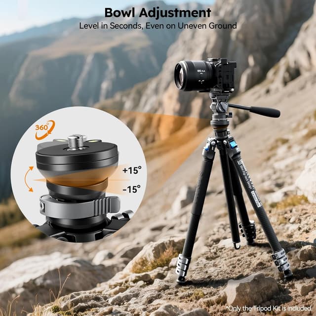 Detalle de Sirui L-224FL+KV-5 Carbon-Reisestativ Set 1,43 kg