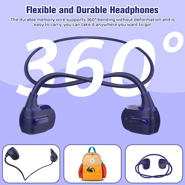 Detalle 2 de BANIGIPA Kids Open-Ear Bluetooth Headphones (13g) with Mic, 10H Playtime