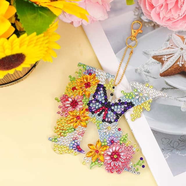Thumbnail 3 de MWOOT Letter Diamond Art Painting Keychain 5D