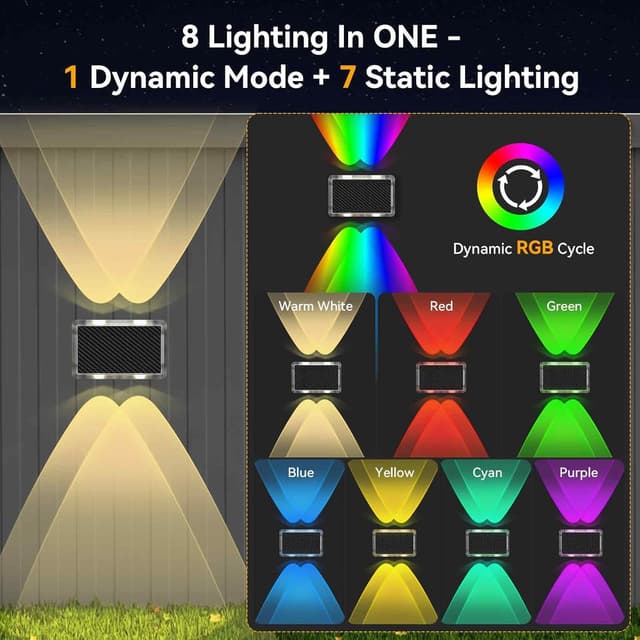 Thumbnail 3 de TECKNET Solar Fence Lights 12 Pack RGB