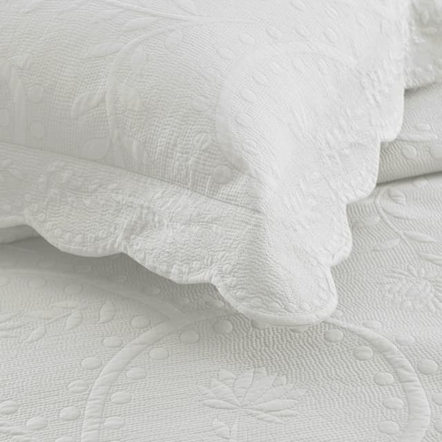 Detalle de MarCielo 3-Piece 100% Cotton Oversized Bedspread Quilt Coverlet Set (Bright White) — Oversized King