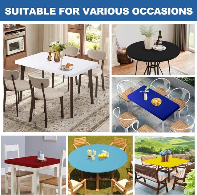 Detalle de Enjoyidea Fitted Round Table Covers (60 Inch) — Black Spandex, 4-Pack